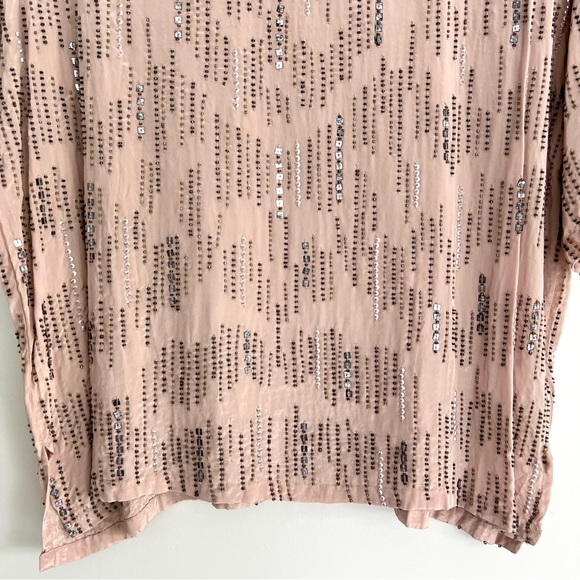 ANTHROPOLOGIE x Velvet Jonelle Beaded Sequins Viscose Boho Top Blouse Sz M NWT - Picture 3 of 14